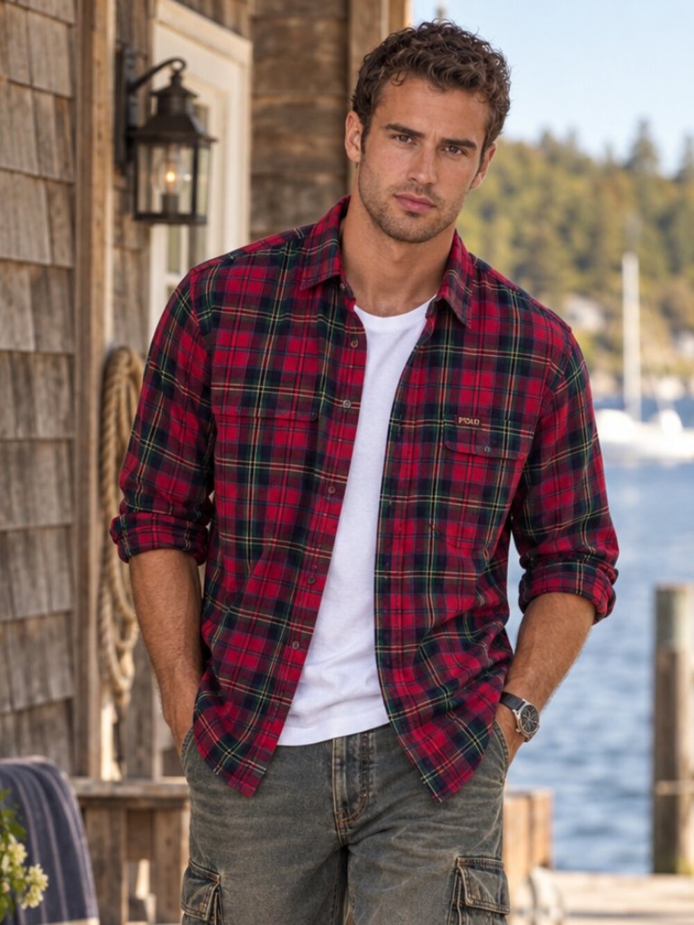 Ralph Lauren POLO XLT Tartan Red Plaid Men's Oxford